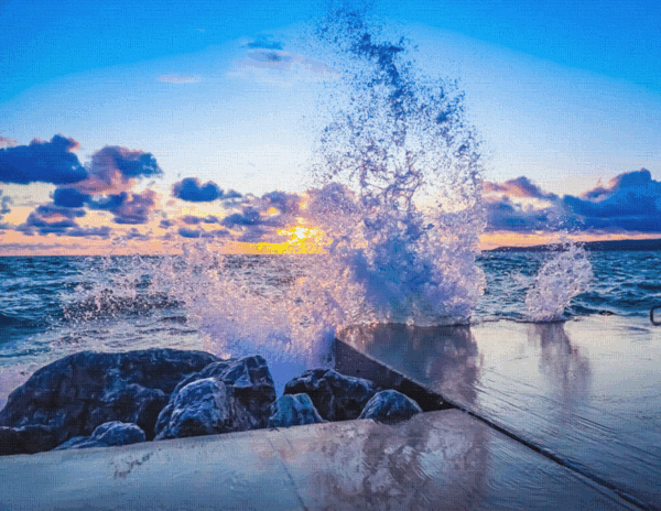 Petoskey Breakwall Canvas Print #1